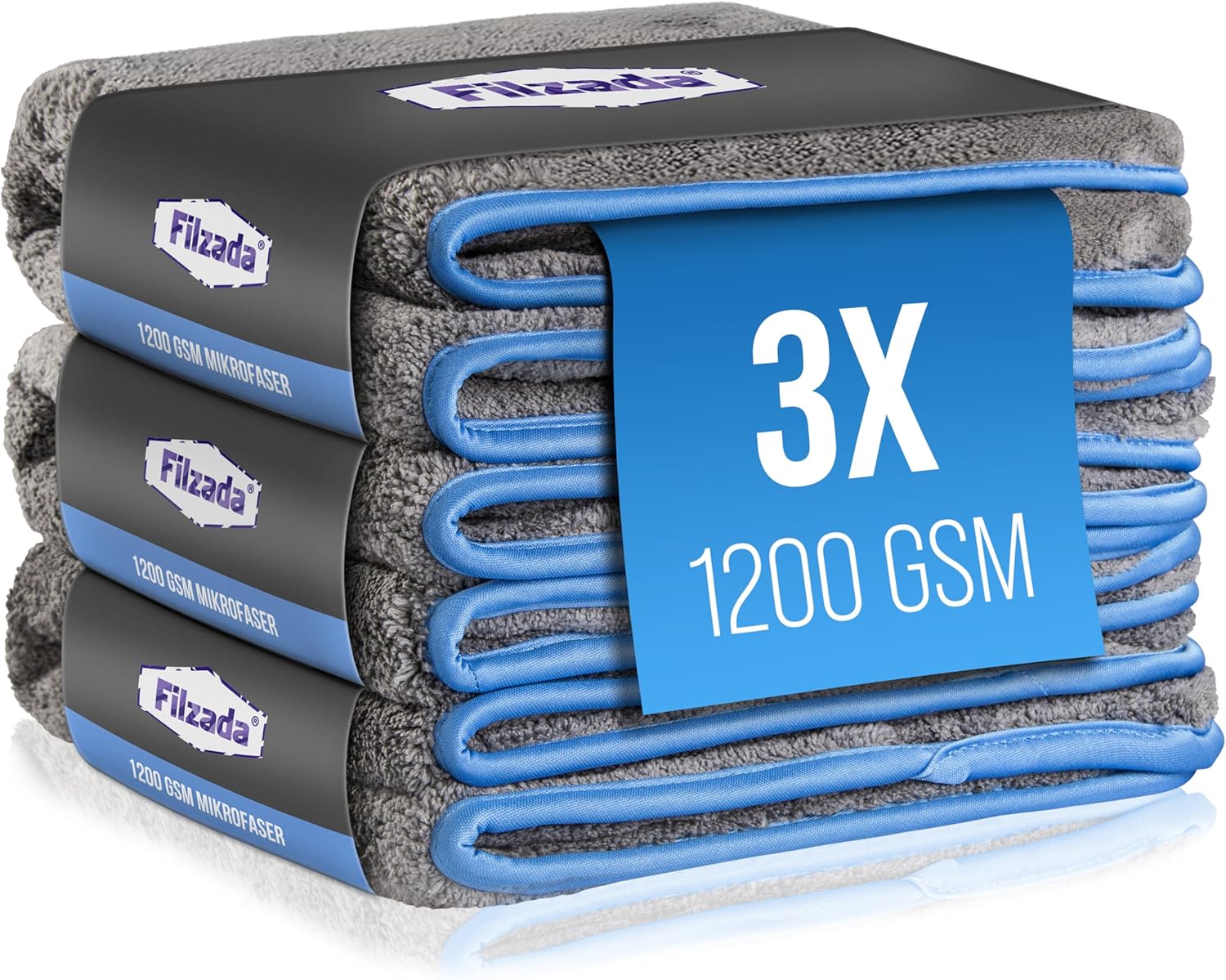 *WG LAGERUMZUG* Filzada® 3x Lackschonendes Mikrofasertuch Auto Mit 1200 GSM - Unfassbare Saugkraft 